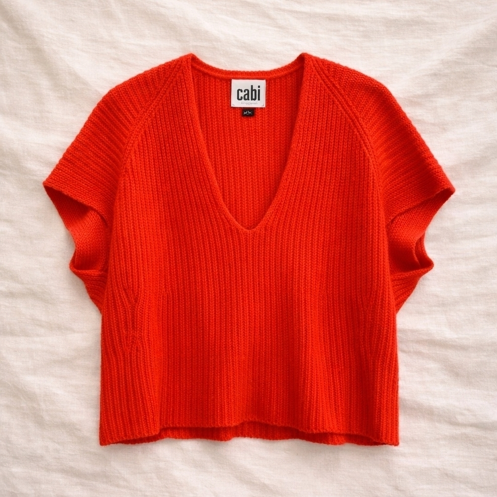 CAbi Ruby Slouchy Pullover Oversized Ribbed Knit V-Neck Dolman Sleeve Sweater - Picture 7 of 15